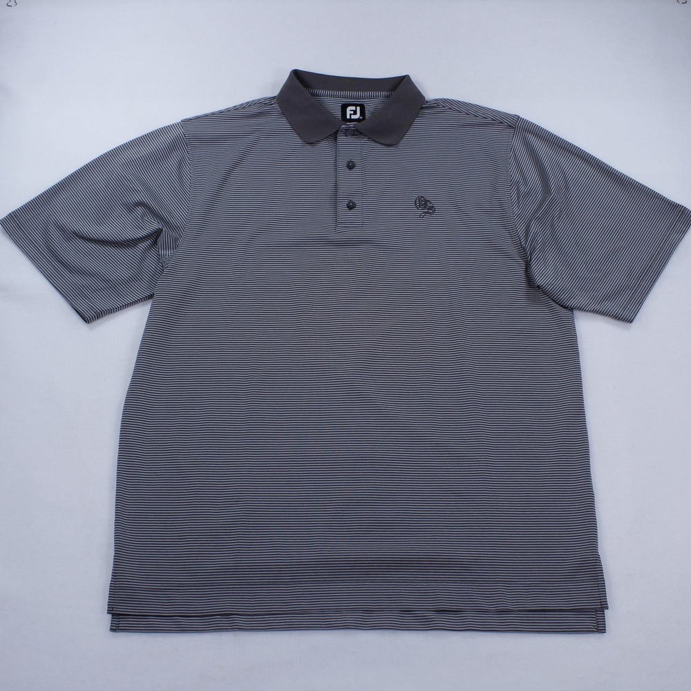 FootJoy Polo Shirt Men XL Gray Striped Short Sleeve Golf Athletic Casual FJ